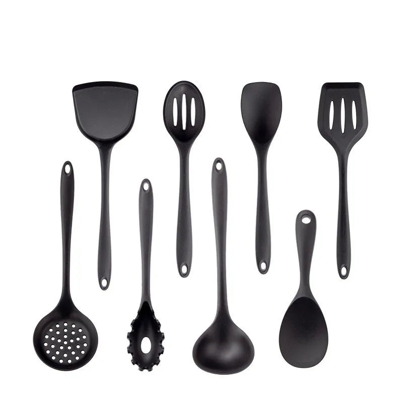 JANKNG Black Silicone Kitchenware Non-stick Cooking Tool Spatula Ladle Egg Beaters Shovel Soup Cookware Utensil Kitchen Cookware - Eloy Royal