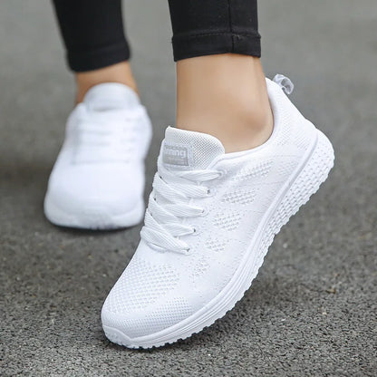 Fashion Women Casual Shoes Breathable Walking Mesh Flat Shoes Woman White Sneakers Shoes For Women 2024 Tenis Feminino Footwear - Eloy Royal