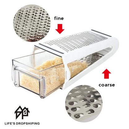 2 Sided Blades Cheese Vegetables Grater Carrot Cucumber Slicer Cutter Box Container Kitchenware Stainless Case kitchen tool - Eloy Royal