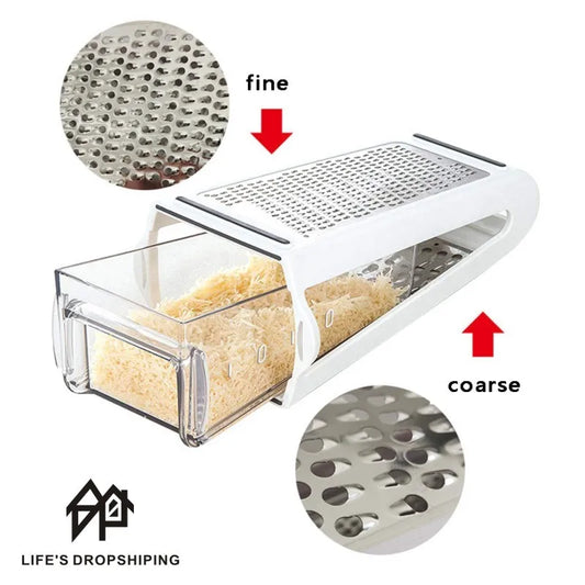 2 Sided Blades Cheese Vegetables Grater Carrot Cucumber Slicer Cutter Box Container Kitchenware Stainless Case kitchen tool - Eloy Royal