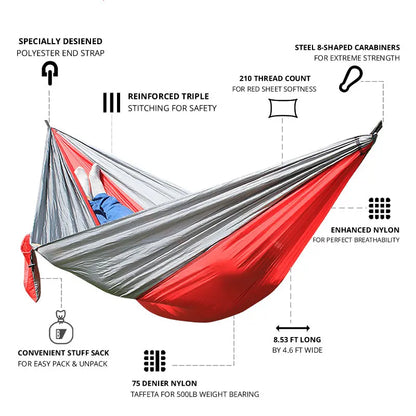 Hammock Nylon Camping Survival garden hunting Leisure Travel Double Person Portable Parachute Hammocks - Eloy Royal