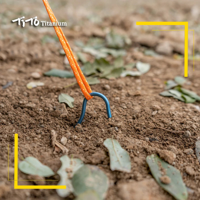 TiTo Titanium tent stake 8pc/12pcs 3.0mm Colorful Titanium alloy Outdoor Camping Titanium tent peg bend head titanium tent nail - Eloy Royal