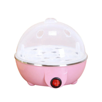 DMWD Electric Rapid Egg Cooker Food Steamer Boiler Rapid Heating Stainless Steel Pan Cooking tool Kitchenware 7 Eggs Capacity EU pink