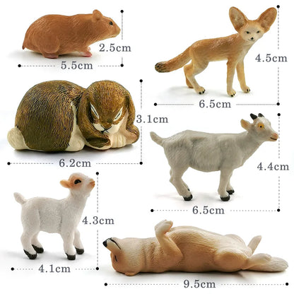 Swan Sheep Fox Deer Meerkat Snake Frog Cat Rat Rabbit Cow Pig Animal Model Action Figure Figurine Doll House Education Toy Gift - Eloy Royal