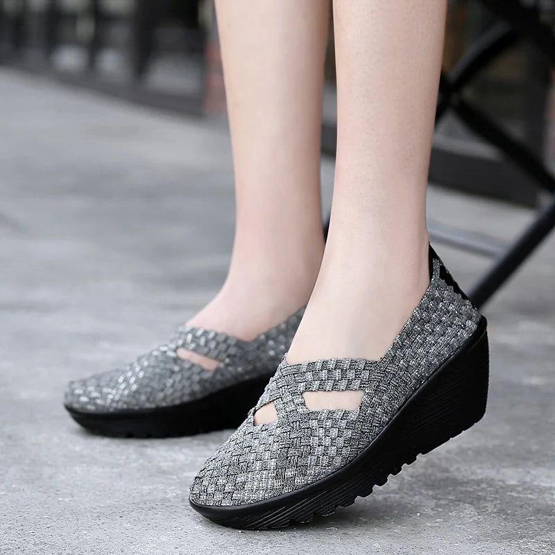 New spring women platform shoes women slip on casual hand made breathable woven shoes wedge sandals shoes women footwear shoes - Eloy Royal