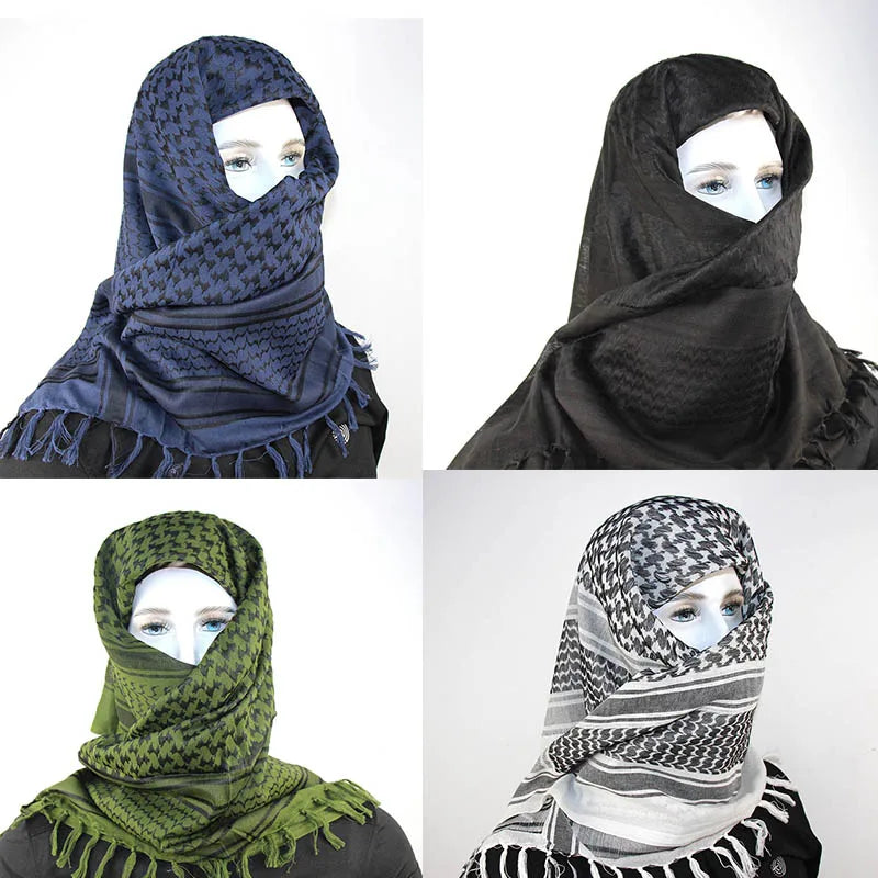 Military Arab Keffiyeh Shemagh Scarf Cotton Winter Shawl Neck Warmer Cover Head Wrap Windproof Tactical Camping Scarf Men Women - Eloy Royal