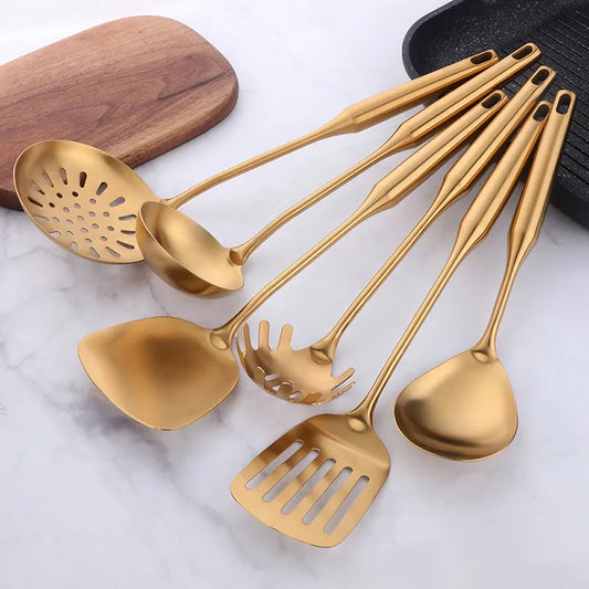 1pcs Stainless Steel Kitchen Tools Gold Cooking Set Spatula Shovel Soup Spoon Turner Tong Kitchen Accessories Kitchenware Gadget - Eloy Royal