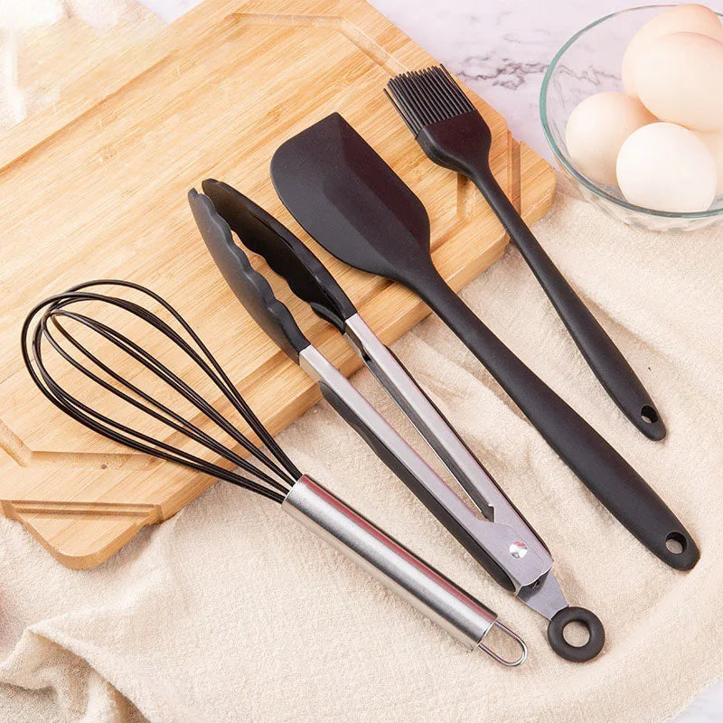 JANKNG Black Silicone Kitchenware Non-stick Cooking Tool Spatula Ladle Egg Beaters Shovel Soup Cookware Utensil Kitchen Cookware - Eloy Royal