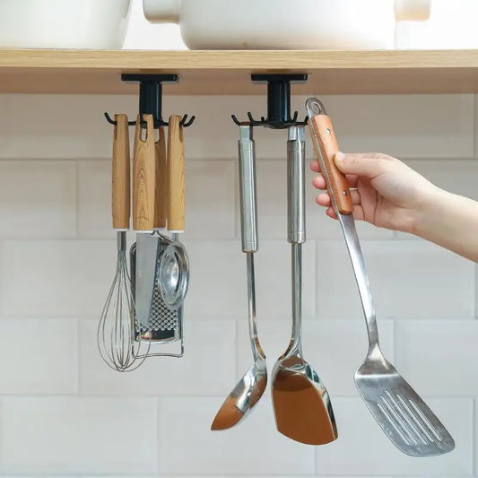 Kitchen Rotary Hook Wall Mounted Kitchenware Storage Rack Accessories cabinet organizer hook up storage rack Spoon Hanger - Eloy Royal