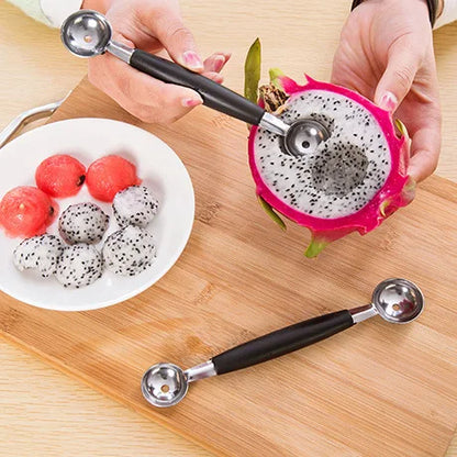 Ice Cream Dessert Sorbet Kitchenware Cook Tool Stalinless Steel Dual Double-end Melon Baller Scoop Fruit Spoon - Eloy Royal