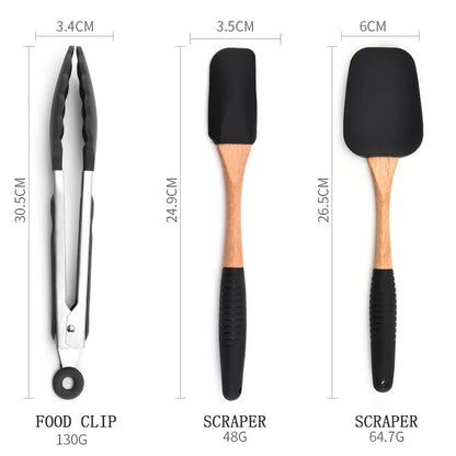 Silicone Wood Turner Spatula Brush Scraper Pasta Gloves Egg Beater Kitchen Accessories Baking Cooking Tools Kitchenware Cookware - Eloy Royal