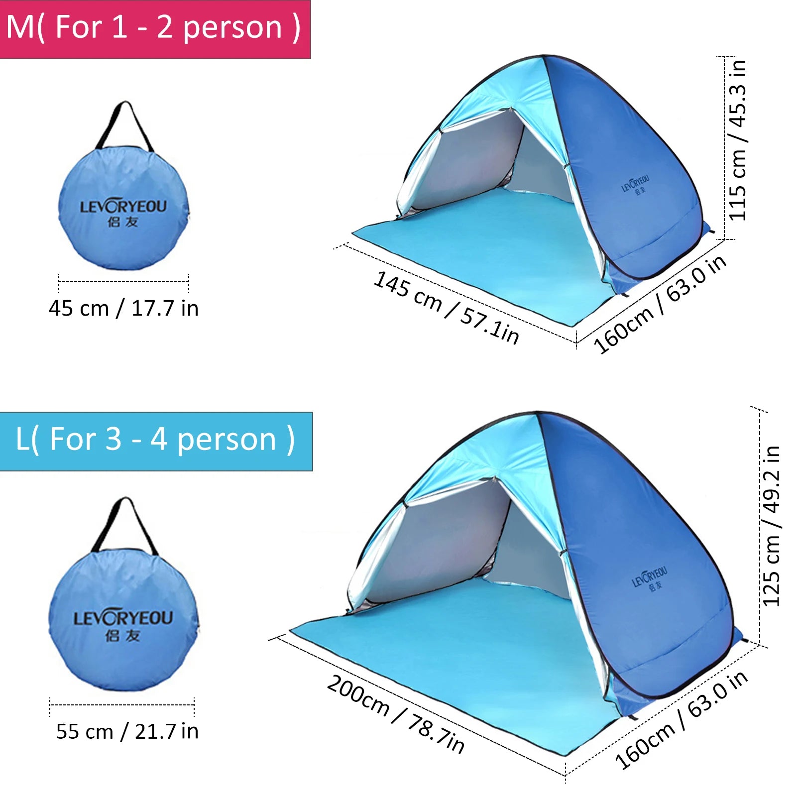 Automatic Camping Tent Ship From RU Beach Tent 2 Persons Tent Instant Pop Up Open Anti UV Awning Tents Outdoor Sunshelter - Eloy Royal