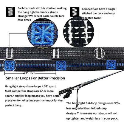 2 PCS Essential Can Hold 2000kg Out Door Camping Hiking Hammock Hanging Belt Hammock Strap Rope Accessories Load Bind Rope