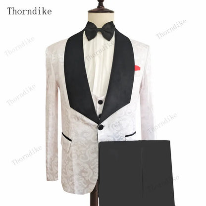 Thorndike 2021 New Male Wedding Prom Suit Green Slim Fit Tuxedo Men Formal Business Work Wear Suits 3Pcs Set (Jacket+Pants+Vest)