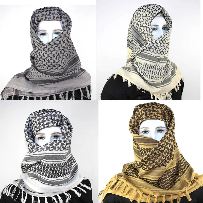 Military Arab Keffiyeh Shemagh Scarf Cotton Winter Shawl Neck Warmer Cover Head Wrap Windproof Tactical Camping Scarf Men Women - Eloy Royal