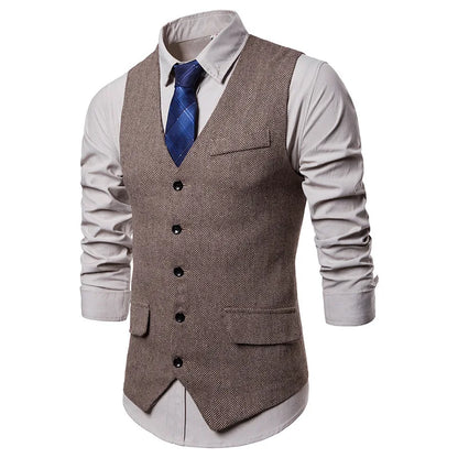 Smart Casual Suit Vest Men Business Vest Waistcoat Men Fashion Formal Dress Vest Suit Single Breasted Classic V-neck Wedding Top