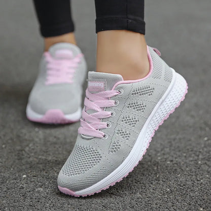 Fashion Women Casual Shoes Breathable Walking Mesh Flat Shoes Woman White Sneakers Shoes For Women 2024 Tenis Feminino Footwear - Eloy Royal