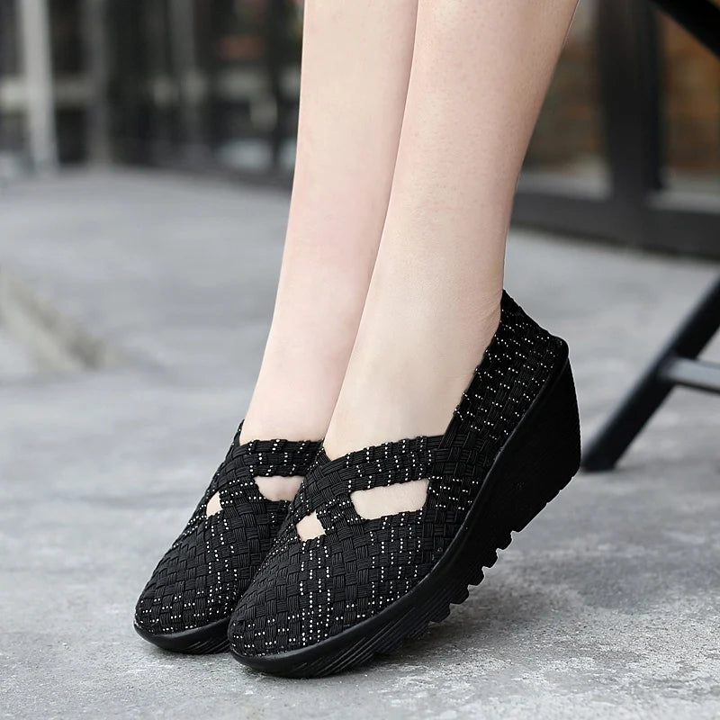 New spring women platform shoes women slip on casual hand made breathable woven shoes wedge sandals shoes women footwear shoes - Eloy Royal