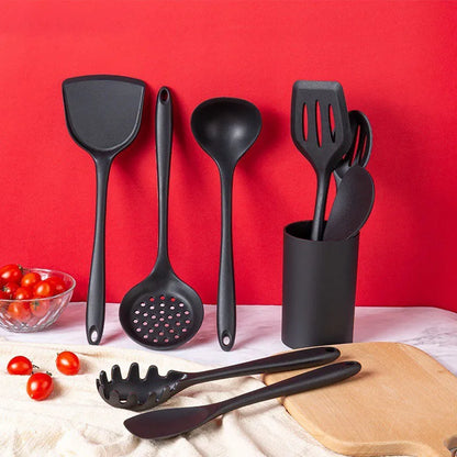 JANKNG Black Silicone Kitchenware Non-stick Cooking Tool Spatula Ladle Egg Beaters Shovel Soup Cookware Utensil Kitchen Cookware - Eloy Royal