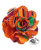 Vittorio Vico Mens Formal Kente Flower Lapel Pin - Boutonniere for Men Brooch Pin (Kente #1) Kente #1
