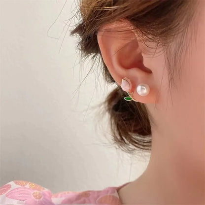 Pink Tulip Flower Earrings - Eloy Royal