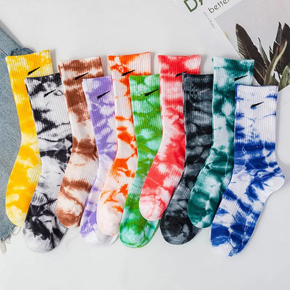 Women Tie-dye Middle Tube Socks - Eloy Royal