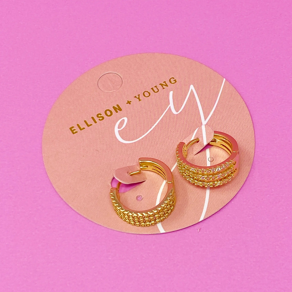 Triple Shine Huggie Earrings