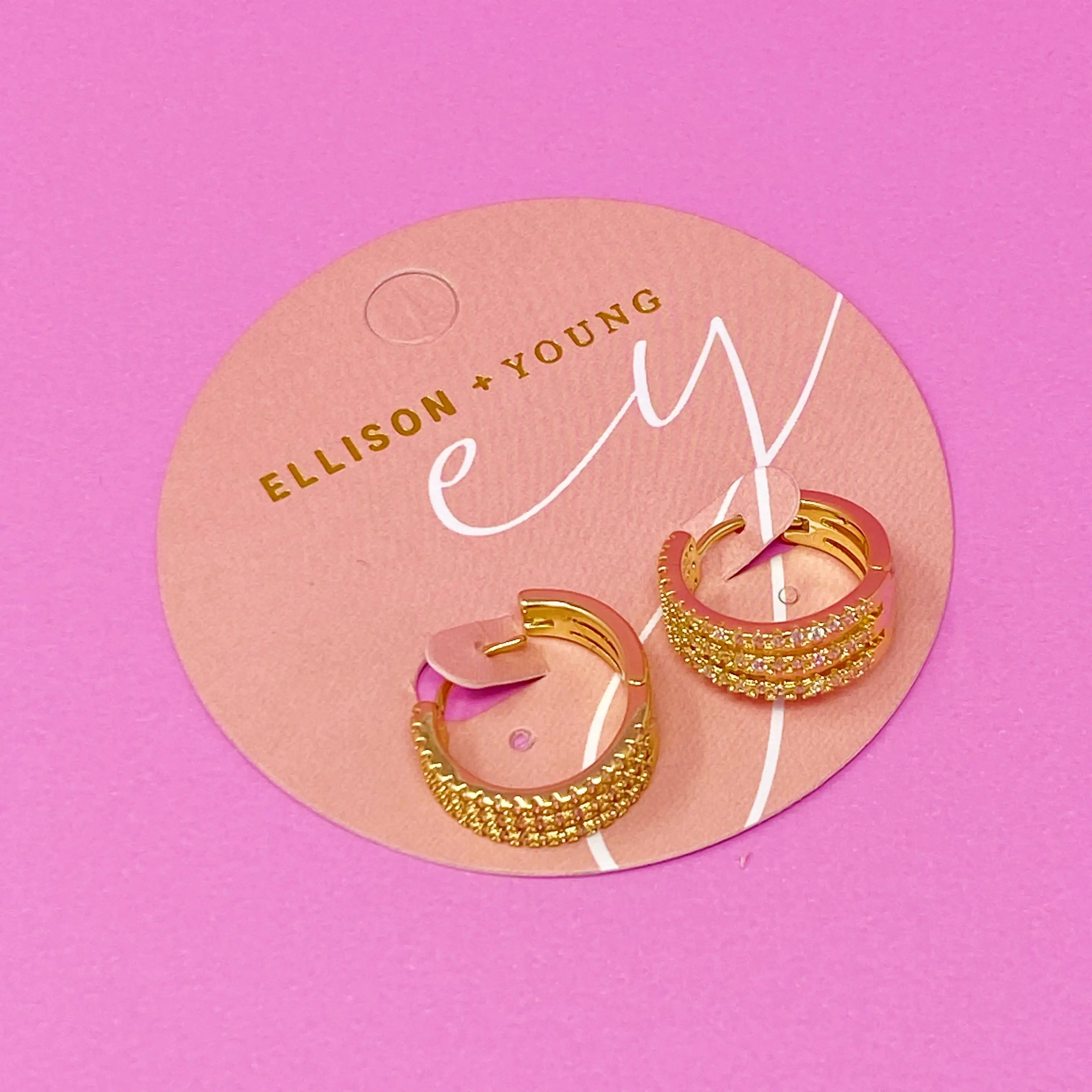 Triple Shine Huggie Earrings