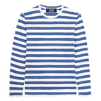 LittleSpring Mens Striped T Shirt Long Sleeve Cotton Shirt Blue and White Crewneck Tee Shirt 3XL Blue and White 3X-Large