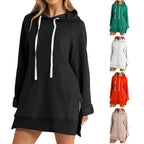 The Warmy Oversized Hoodie Dress First Ones Oversized Hoodies Womens Casual Pullover Long Sleeve Split (Black XL)