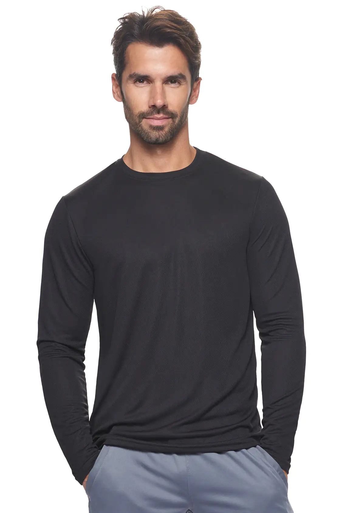 Men's Oxymesh™ Crewneck Long Sleeve Tech Tee BLACK XS