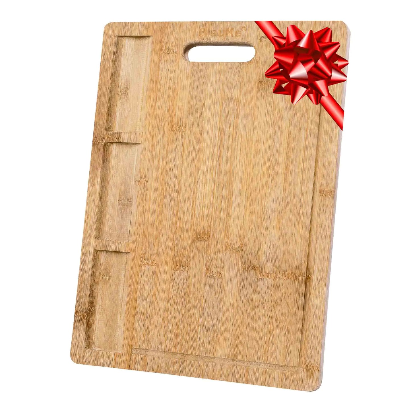 Extra Large Bamboo Cutting Board - 17x12.5 inch Wood Cutting Board for Meat, Cheese, Veggies - Wood Serving Tray with Juice Groove and 3 Compartments - Eloy Royal