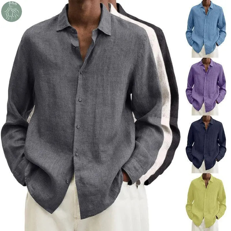 Long Sleeve Lapel Shirt Men's Loose Button Cardigan Sshirt Top Mens Clothing - Eloy Royal