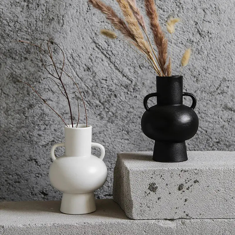 White Black Ceramic Vases - Eloy Royal