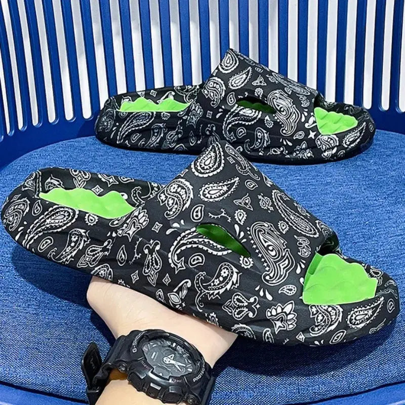 Men Flip-flops Summer Shoes Printing Sandals Trend Anti Slip Women Slides Couple Slippers Fashion Man Massage Beach Footwear - Eloy Royal