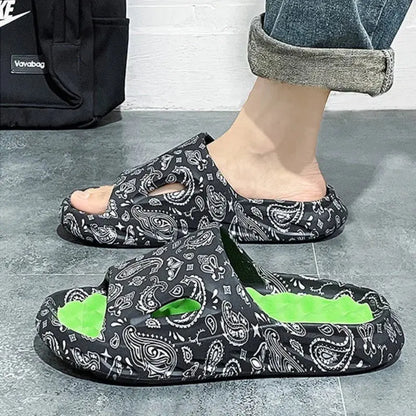 Men Flip-flops Summer Shoes Printing Sandals Trend Anti Slip Women Slides Couple Slippers Fashion Man Massage Beach Footwear - Eloy Royal