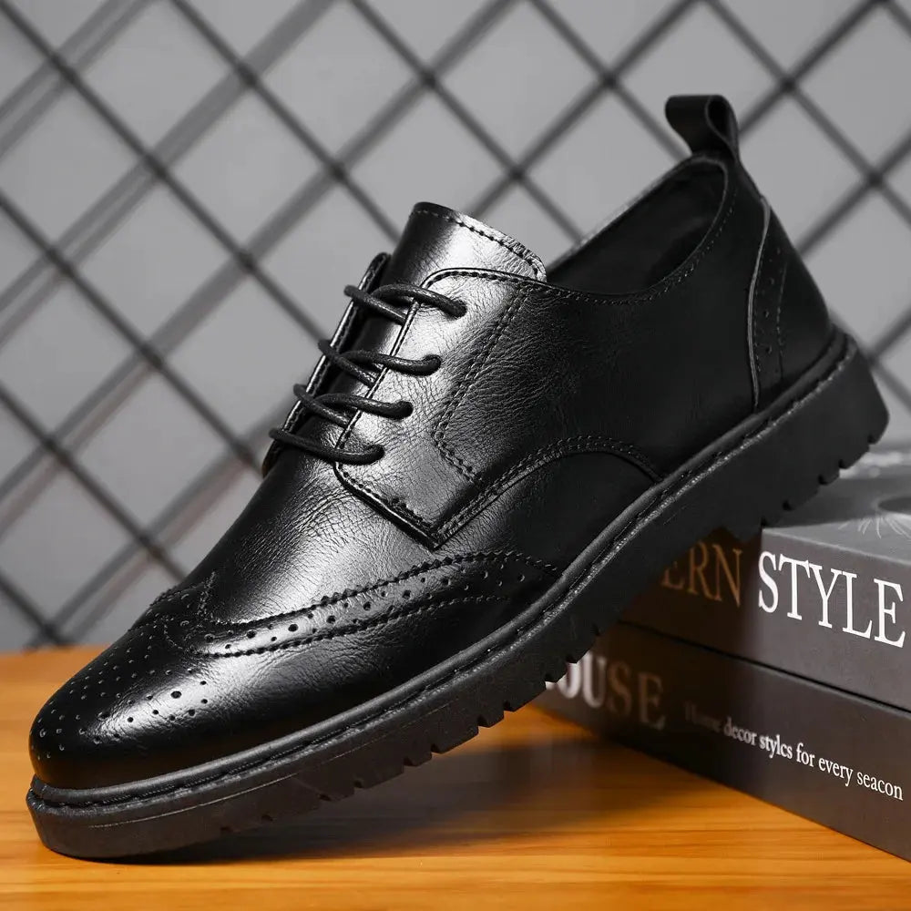 Men Leather Shoes Business Dress Shoes All-Match Casual Shoes Shock-Absorbing Footwear Wear-Resistant - Eloy Royal