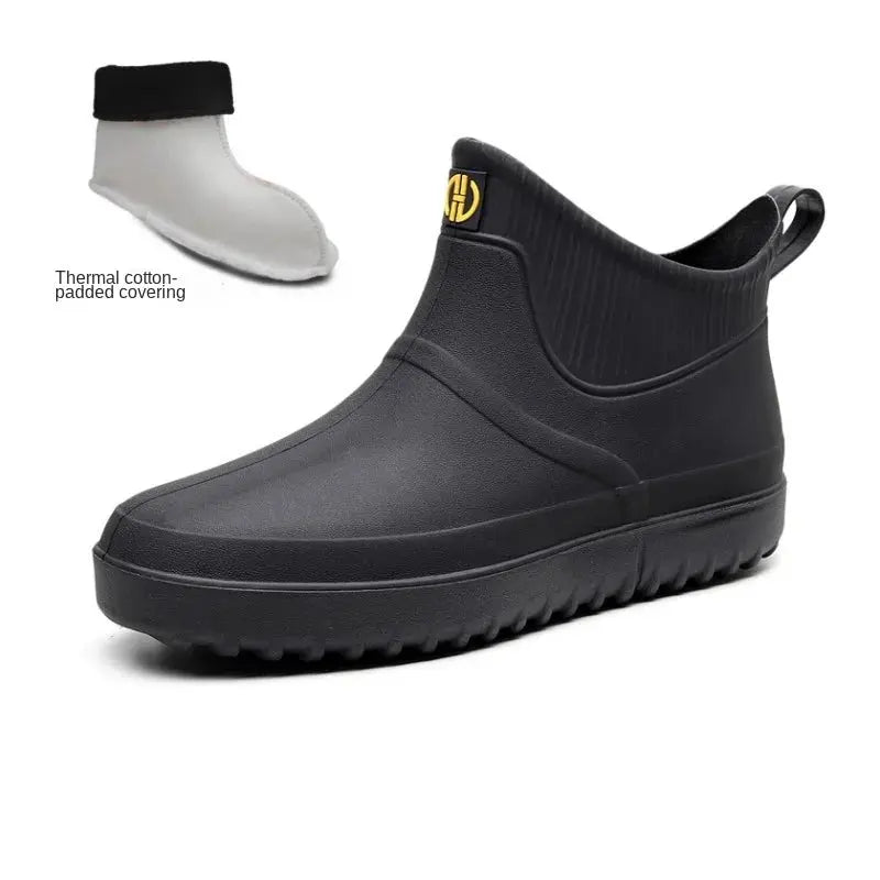 Men Non-slip Waterproof Rain Boots Footwear Kitchen Work Car Wash Rubber Shoes Fashion Ankle Casual Rain Shoes Keep Warm Winter - Eloy Royal