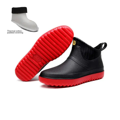 Men Non-slip Waterproof Rain Boots Footwear Kitchen Work Car Wash Rubber Shoes Fashion Ankle Casual Rain Shoes Keep Warm Winter - Eloy Royal