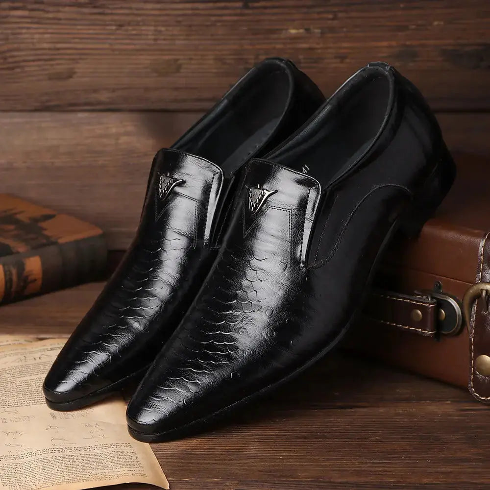 Men Shoes Retro Dress Shoes High Quality Business PU Leather Lace-up Footwear Formal Shoes for Wedding Party Big size - Eloy Royal