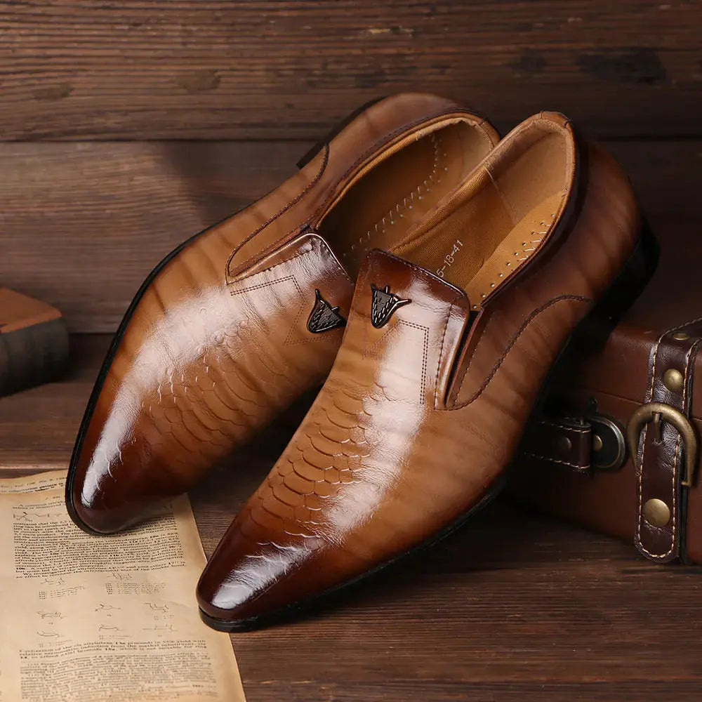 Men Shoes Retro Dress Shoes High Quality Business PU Leather Lace-up Footwear Formal Shoes for Wedding Party Big size - Eloy Royal