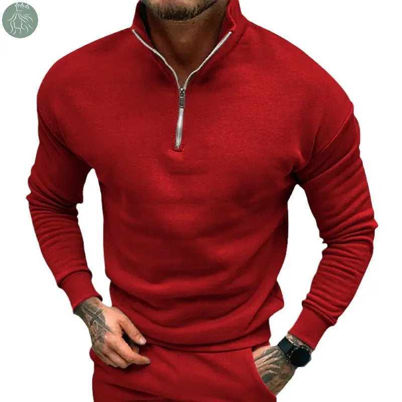 Men's Autumn And Winter Fleece-lined Solid Color Long Sleeve - Eloy Royal