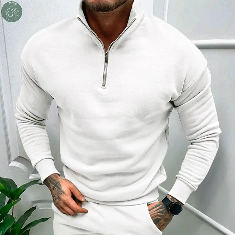 Men's Autumn And Winter Fleece-lined Solid Color Long Sleeve - Eloy Royal