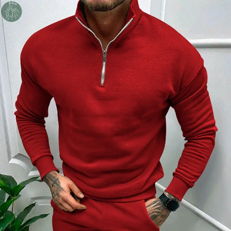 Men's Autumn And Winter Fleece-lined Solid Color Long Sleeve - Eloy Royal