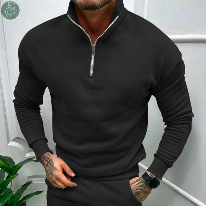 Men's Autumn And Winter Fleece-lined Solid Color Long Sleeve - Eloy Royal