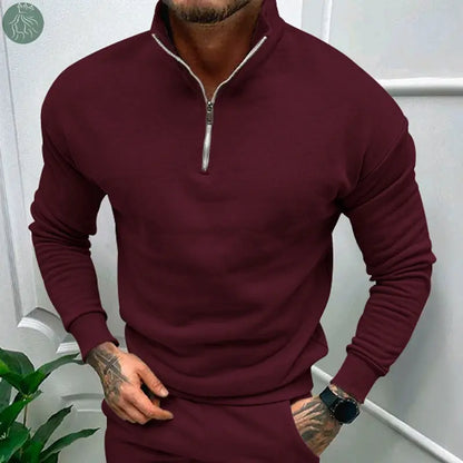 Men's Autumn And Winter Fleece-lined Solid Color Long Sleeve - Eloy Royal