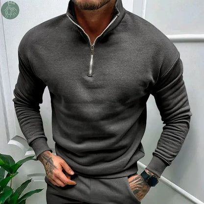 Men's Autumn And Winter Fleece-lined Solid Color Long Sleeve - Eloy Royal