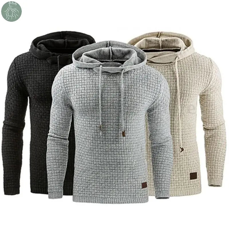 Men's Jacquard Sweater Long-sleeved Hoodie Warm Color Hooded Sweatshirt Jacket - Eloy Royal