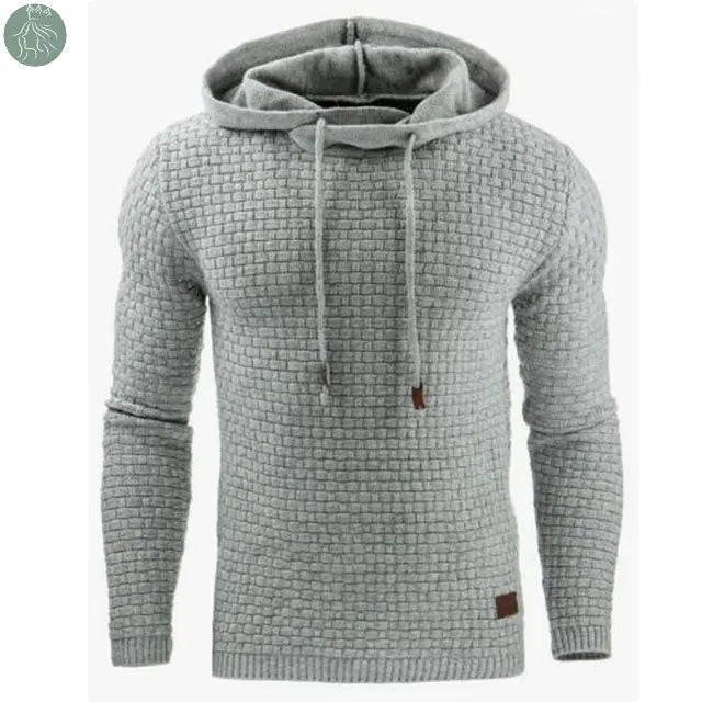 Men's Jacquard Sweater Long-sleeved Hoodie Warm Color Hooded Sweatshirt Jacket - Eloy Royal