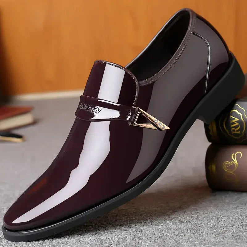 Men's Leather Shoes Paten Oxford Shoes for Men Slip on Bright Leather Business Casual Shoes Footwear Pointed Toe Shoes for Man - Eloy Royal